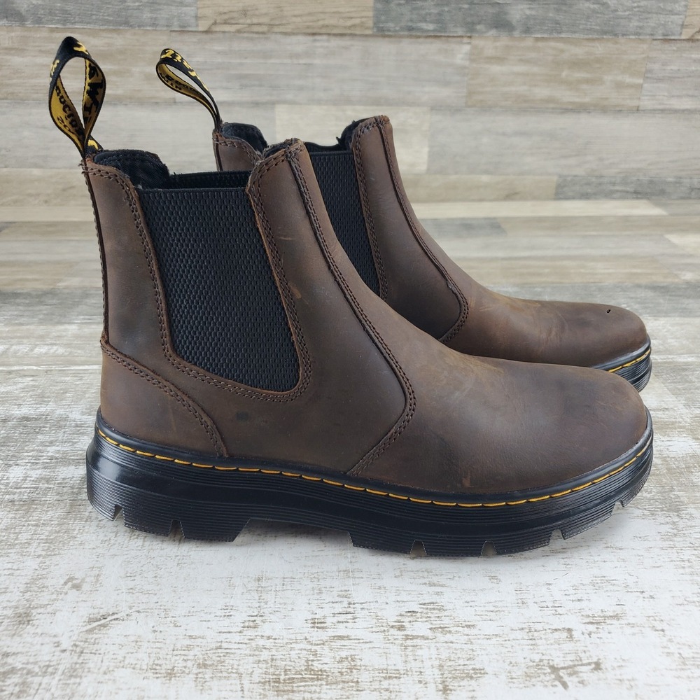 Dr. Martens Embury Unisex Chelsea Boots Sz 10 Dark Brown Leather Crazy Horse